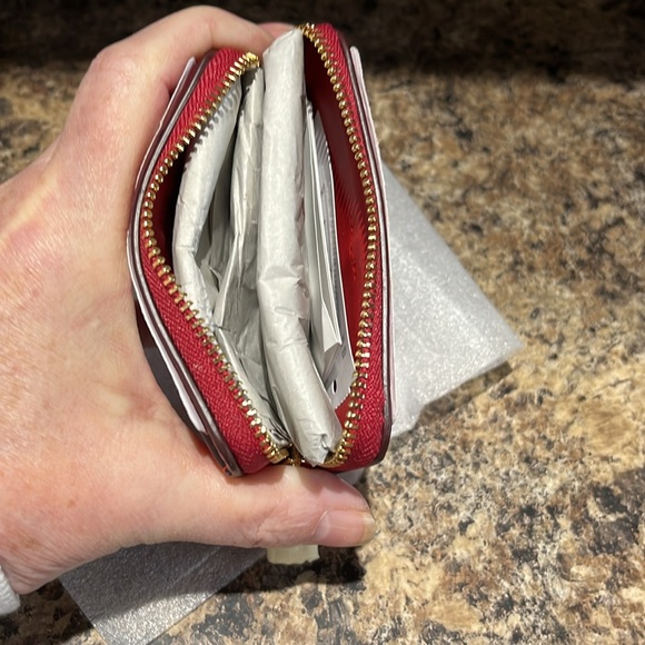 Coach Zip Card Case In Electric Red - Picture 7 of 7